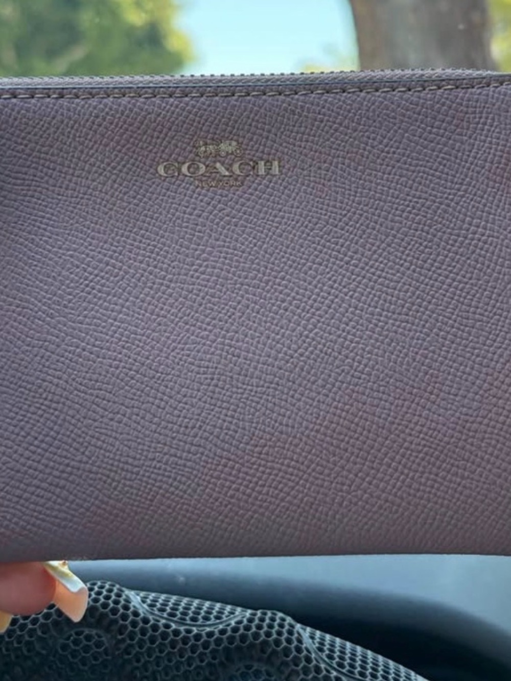 Coach Zip Around Wallet in Mauve Purple with Gold Logo